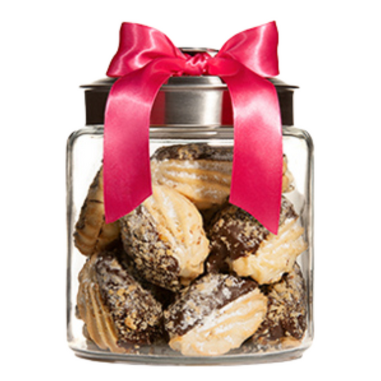 Valentine's Day Cookie Gift Jar - Dark Chocolate Hazelnut Cookies