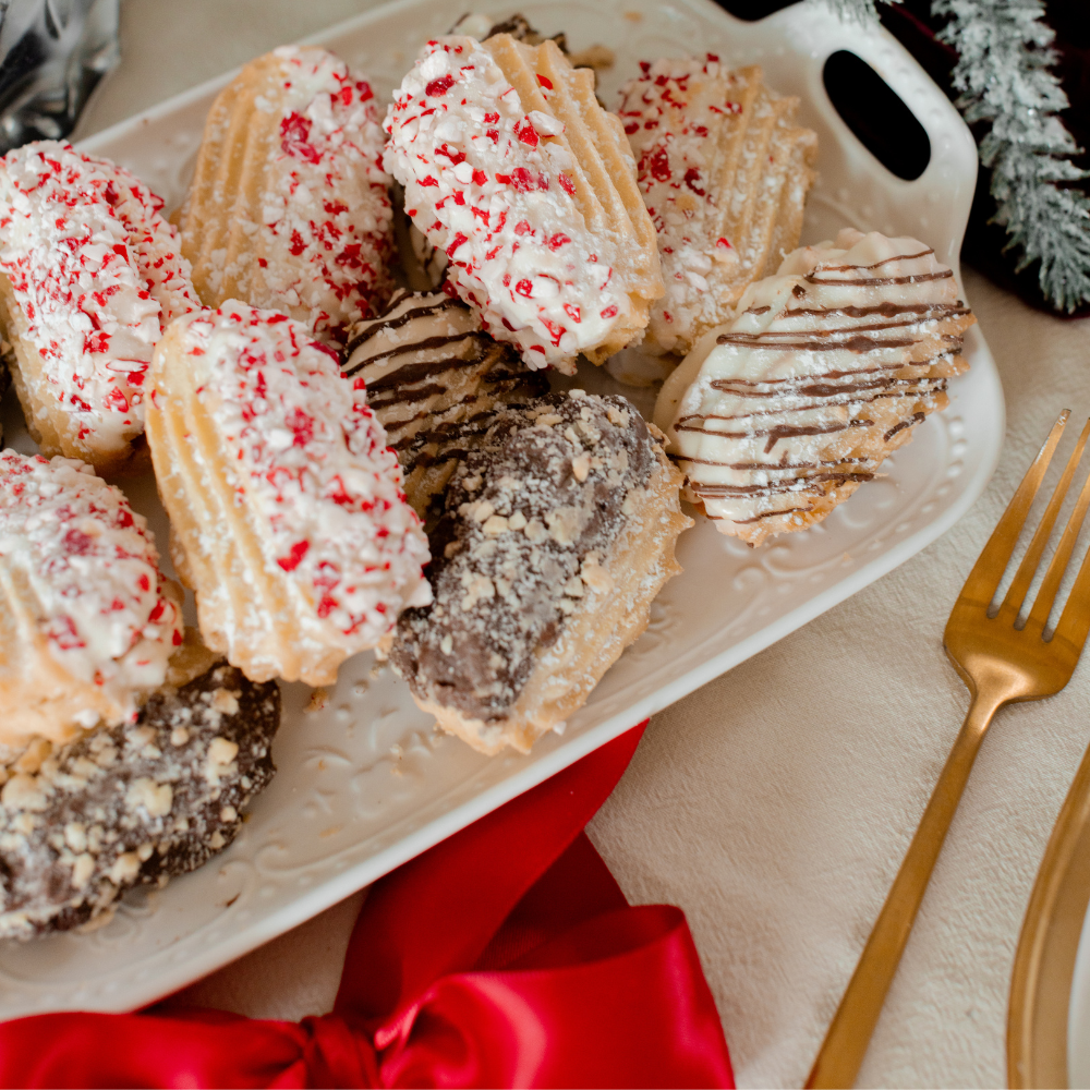 Holiday gourmet Italian cookies white chocolate peppermint