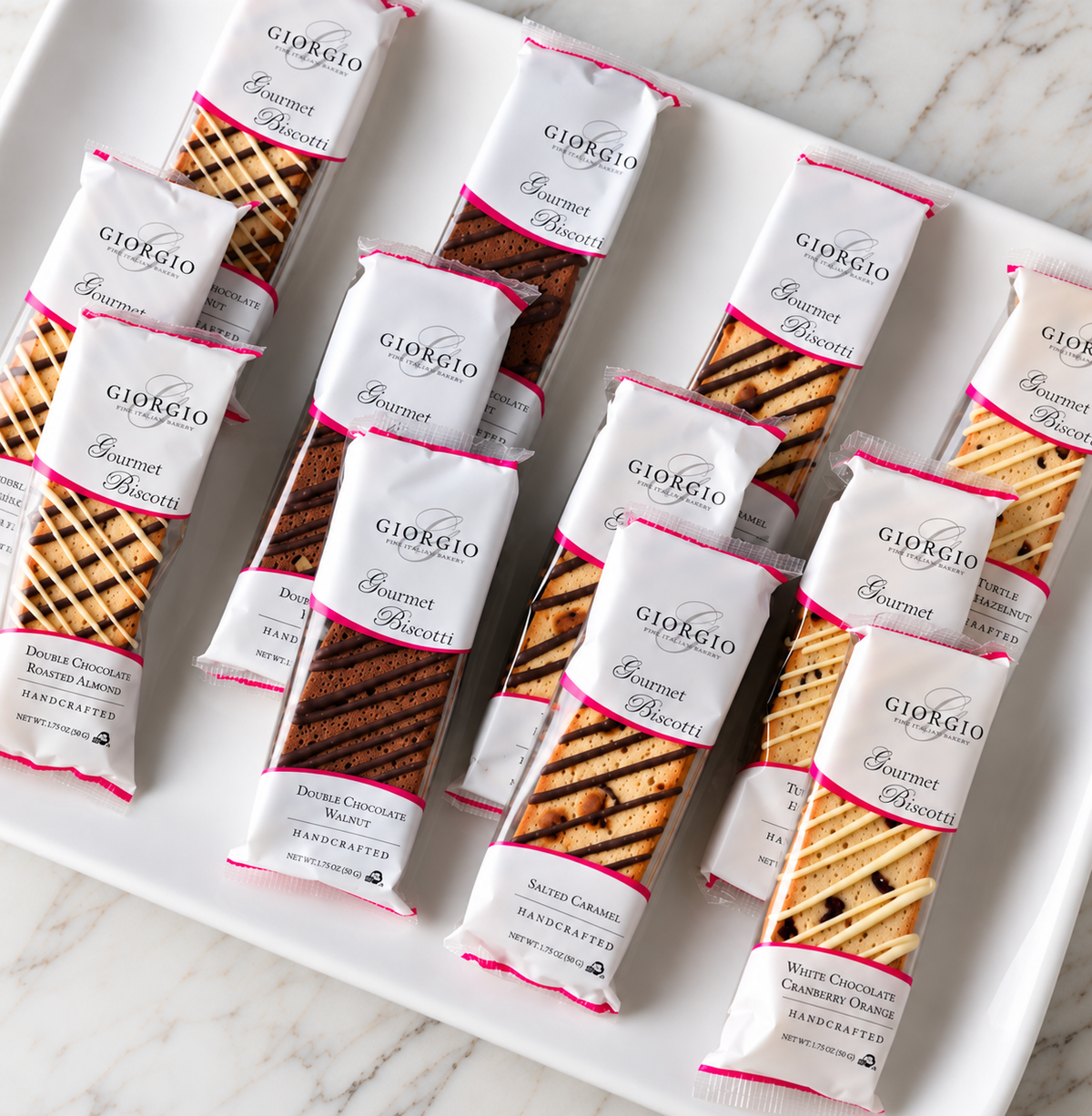 The Giorgio dozen, twelve individually wrapped biscotti